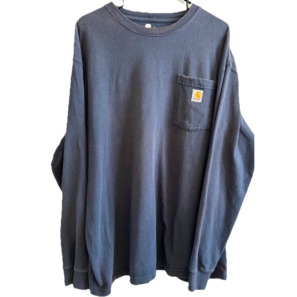 Carhartt Shirt Large Blue Heavyweight Pocket Original Workwear Utility Work